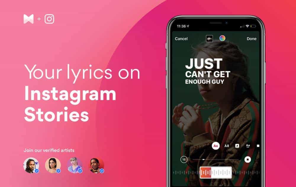 adding lyrics to Instagram story
