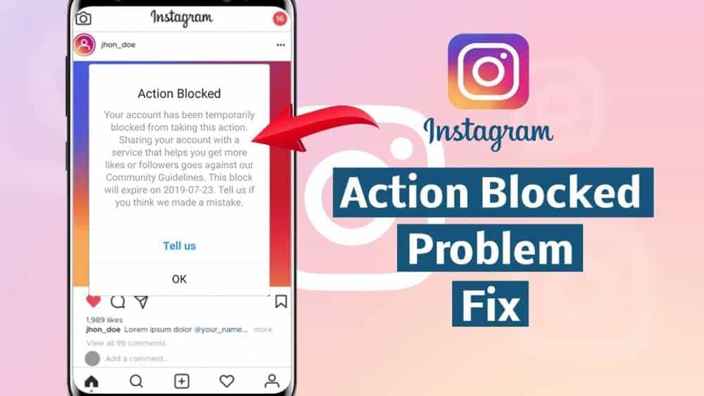 deshacerse de la acción de bloqueo en Instagram