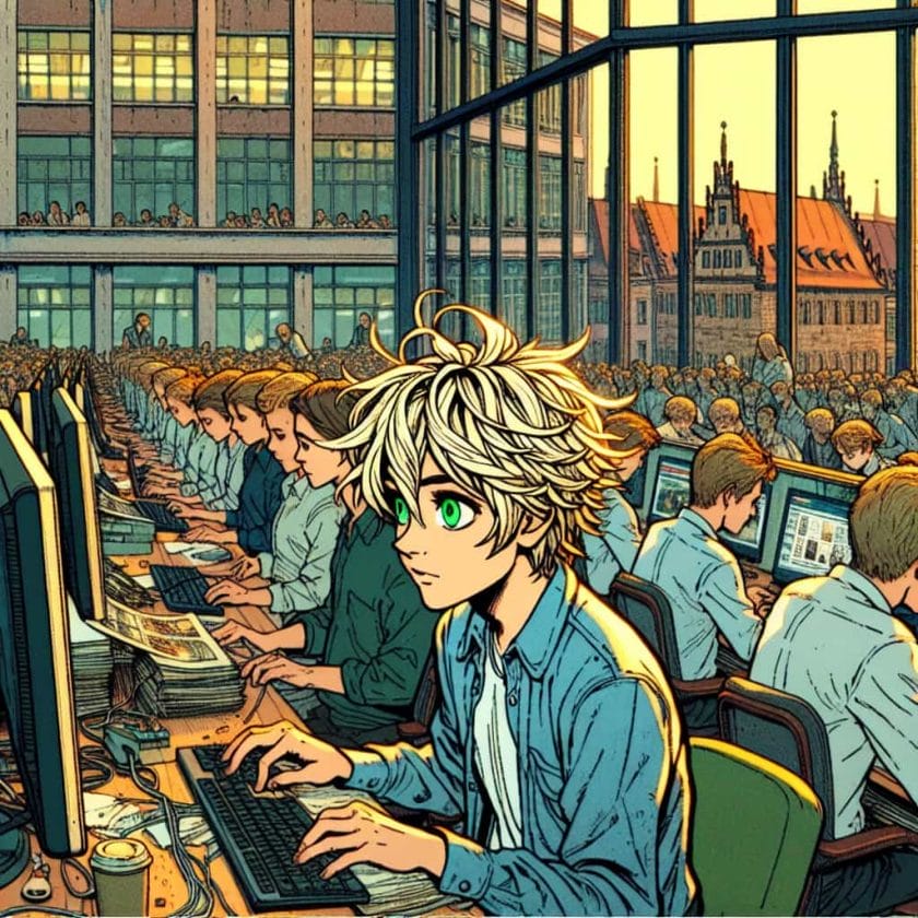 imagine in anime seraph of the end like look showing an anime boy with messy blond hair and green eyes working in instagram influencer agentur nurnberg Instagram Influencer Agentur Nürnberg