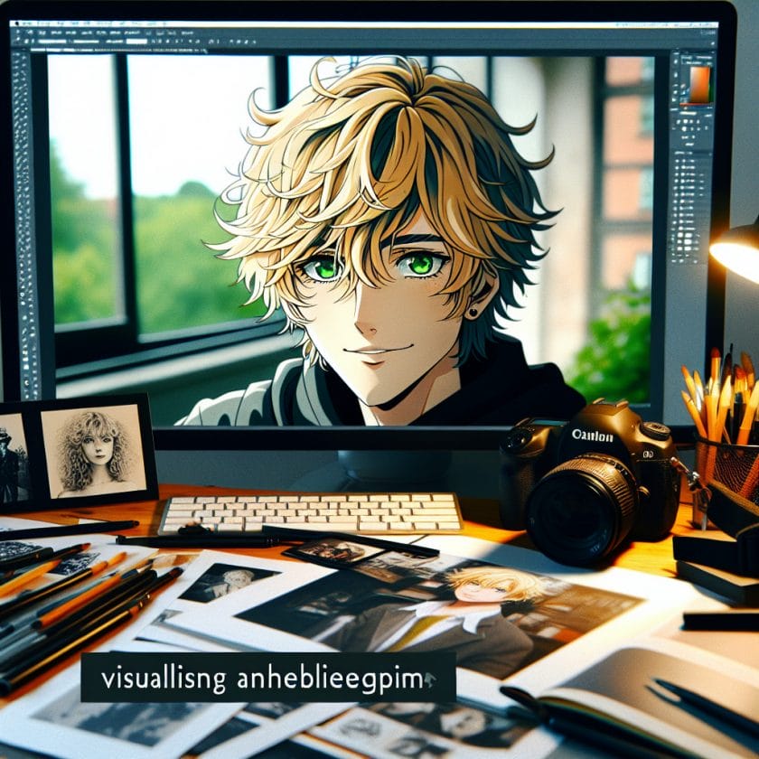imagine in anime seraph of the end like look showing an anime boy with messy blond hair and green eyes working in freiburg messe fotografen filmemacher agentur Freiburg Messe Fotografen- & Filmemacher-Agentur