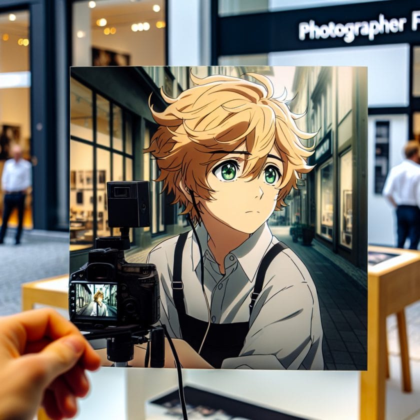 imagine in anime seraph of the end like look showing an anime boy with messy blond hair and green eyes working in offenburg messe fotografen filmemacher agentur Offenburg Messe Fotografen- & Filmemacher-Agentur
